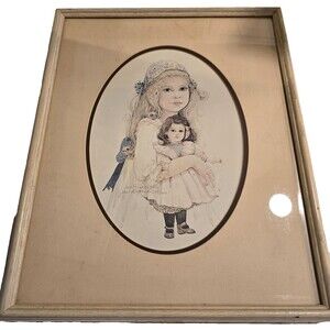Vintage 1983 Jan Hagara Abby Limited Edition Lithograph Framed Art Girl Doll